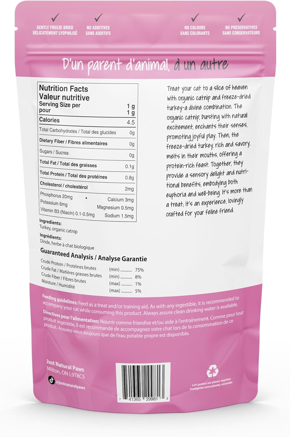 Organic Catnip & Turkey Pawlicks Natural Cat Treat and Food Topper