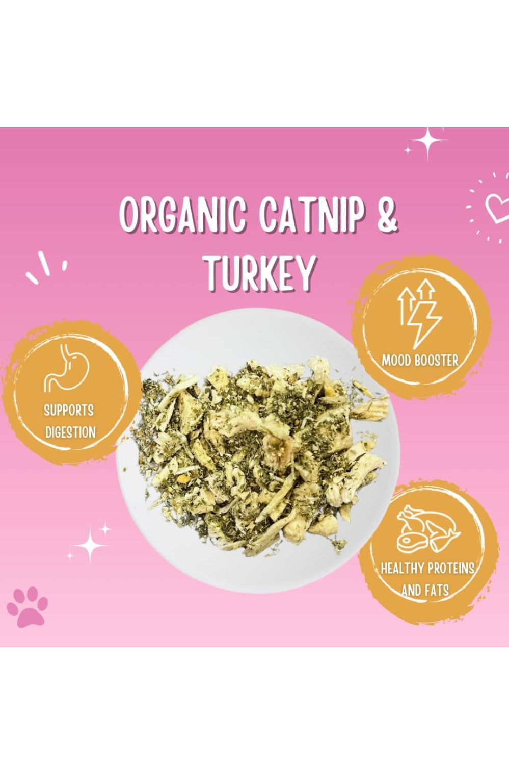 Organic Catnip & Turkey Pawlicks Natural Cat Treat and Food Topper