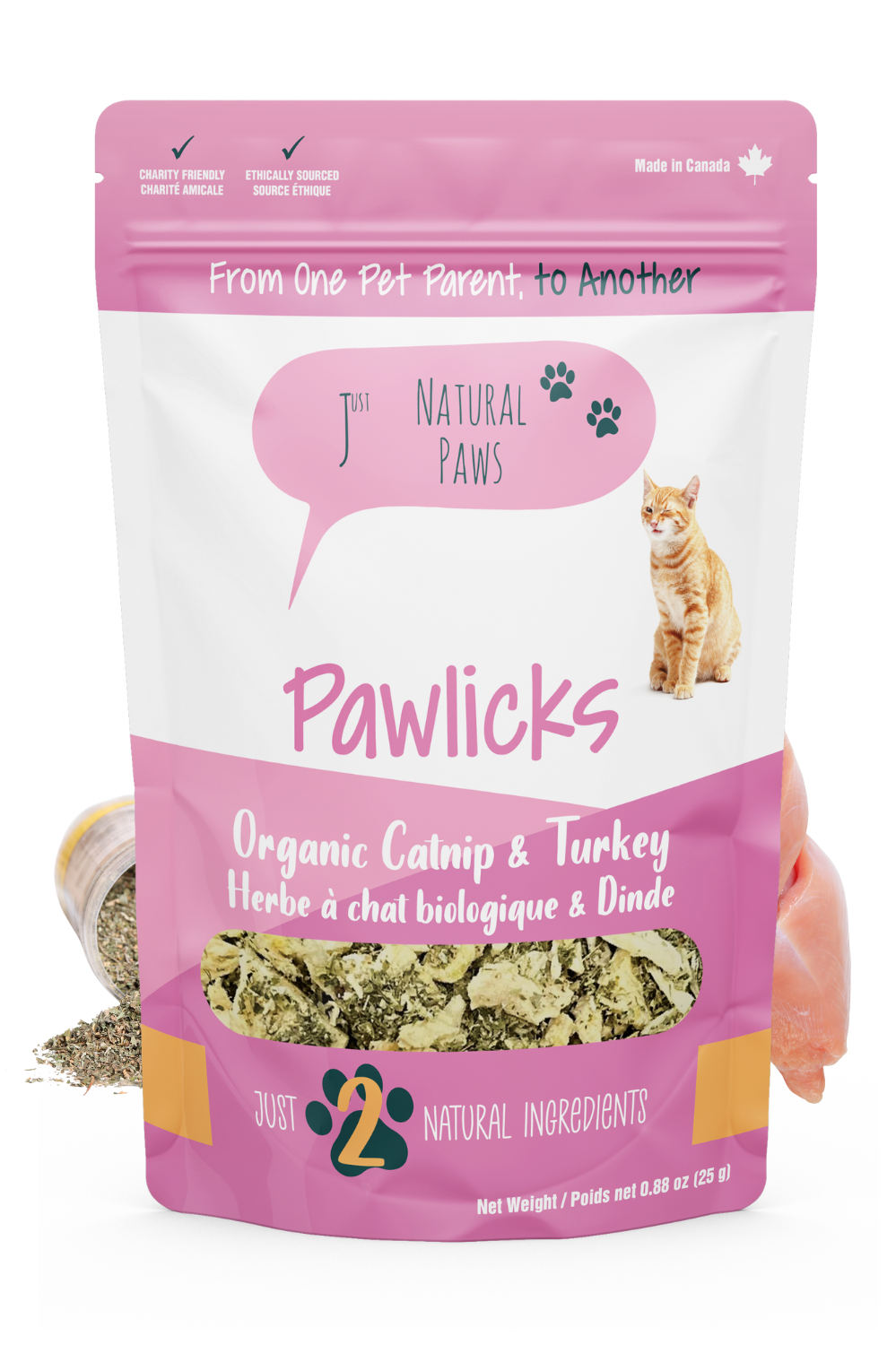 Organic Catnip & Turkey Pawlicks Natural Cat Treat and Food Topper