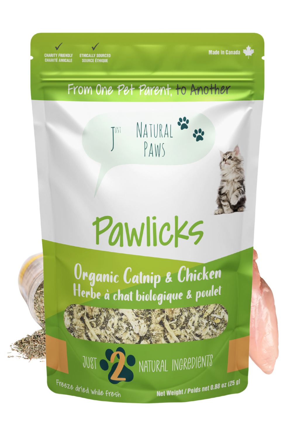 Organic Catnip & Chicken Pawlicks Natural Cat Treat and Food Topper