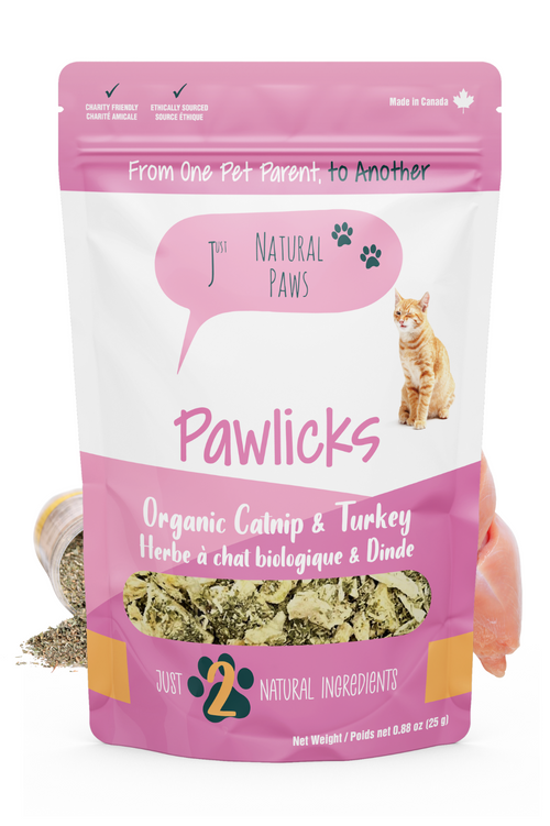Organic Catnip & Turkey Pawlicks Natural Cat Treat and Food Topper