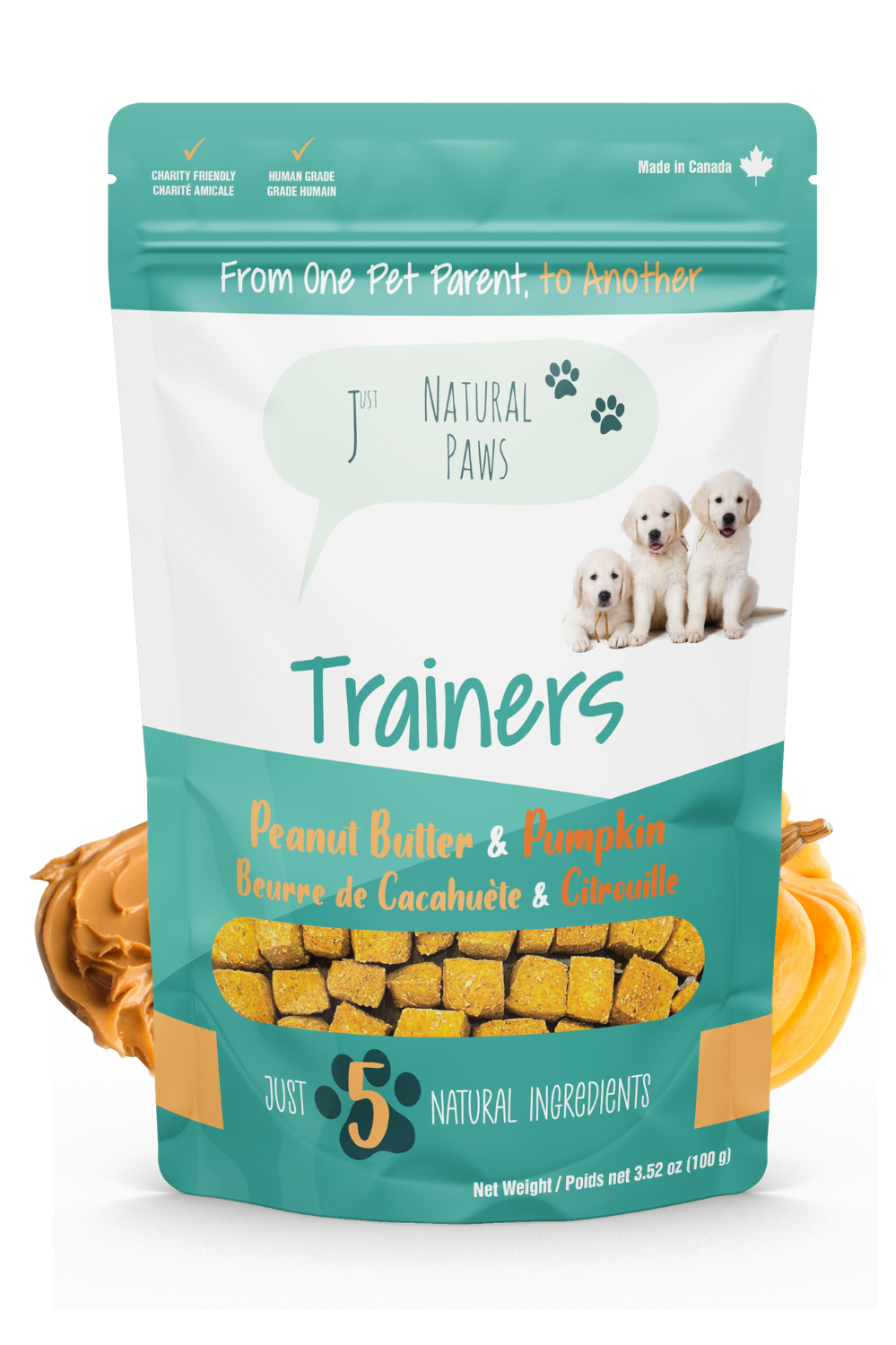 Peanut Butter and Pumpkin Human-Grade Dog Training Treats